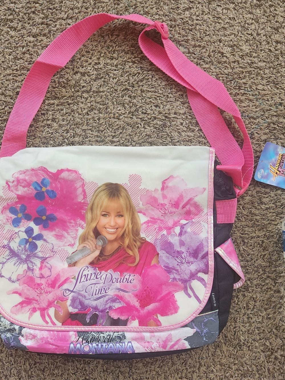 Disney Pink Floral Kids Messenger Bag with Adjustable Strap